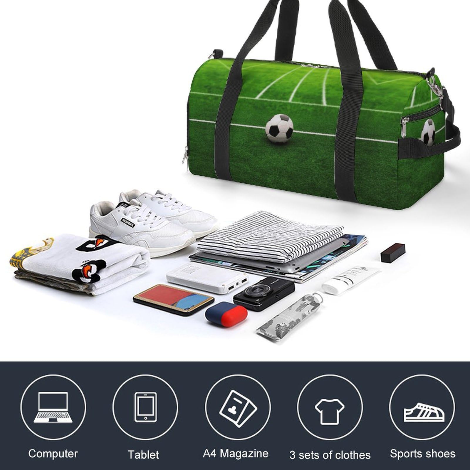 Turnbeutel Grünes Grasfeld Fußball Spielplatz Der Ball Turnbeutel für Damen Herren Rucksack Turnbeutel mit Schuhfach Wiederverwendbarer Turnbeutel Mini Turnbeutel Grünes Grasfeld Fußball Spielplatz