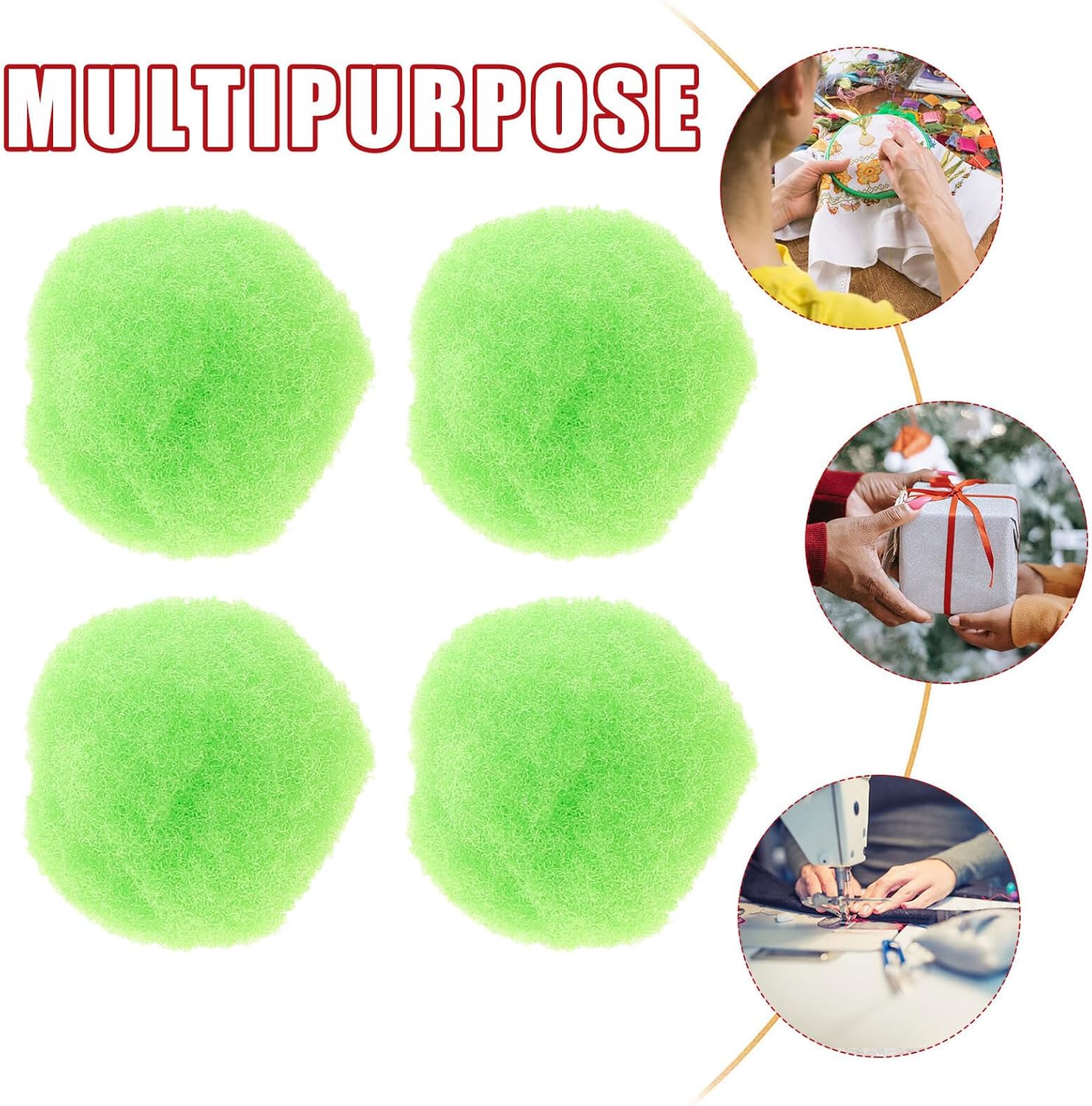 ULDIGI 1500pcs Green Craft Pom Poms Soft Fuzzy Pompom Balls for Arts Crafts Decorations Multipurpose Puff Balls for Keychains Hats Party Holiday DIY Projects