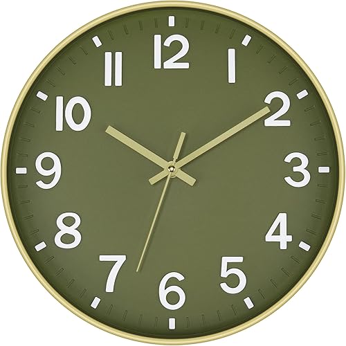 Miniatura 18 de Foxtop - Reloj de pared de 14 pulgadas, grande, silencioso, sin tictac, funciona con pilas, redondo, de cuarzo, moderno, decorativo, para oficina,