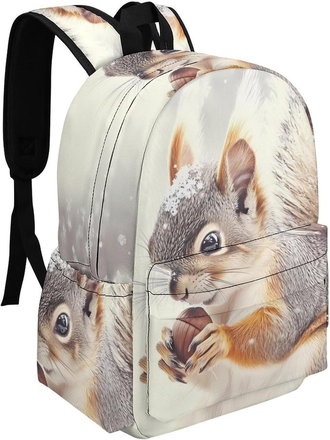 Squirrel In Snows Day Travel Backpack Casual Daypack Lightweight Shoulder Bag with Front Pocket