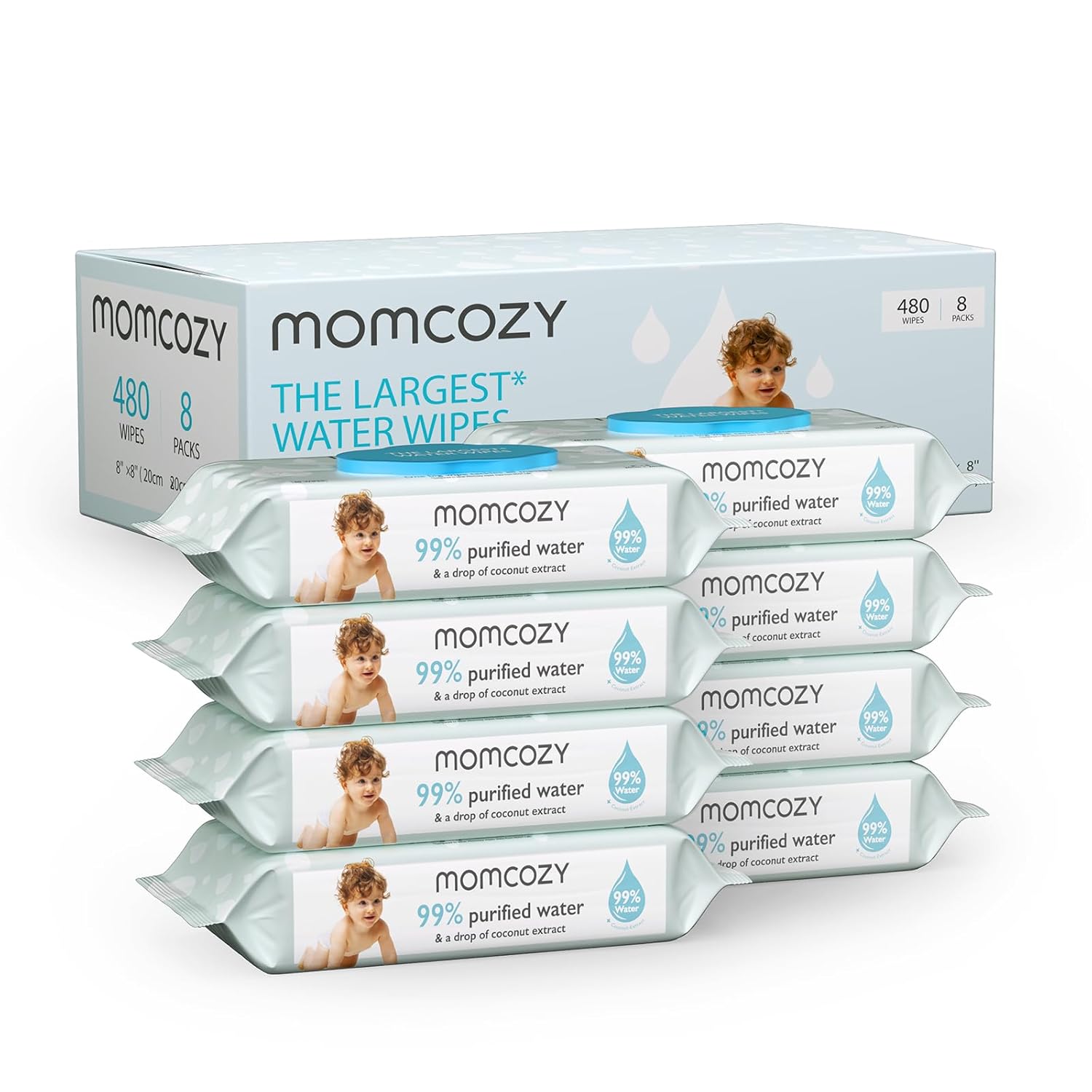 Momcozy Baby Wipes: Large Size, Coconut Extract, Unscented Low Tox