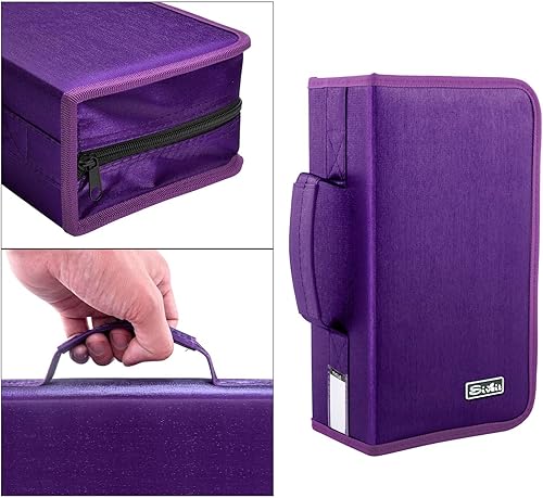 Miniatura 3 de Soporte de almacenamiento para CDDVD, capacidad para 128 CDDVD, organizador portátil para el hogar y viajes (negro, morado)
