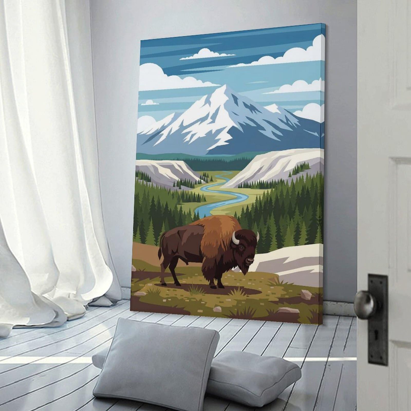Junmoney Canvas Art Print Yellowstone National Park, 08x12inch(20x30cm), for Office, Study Or Home Workspace, Decorative Artwork for Productive Spaces