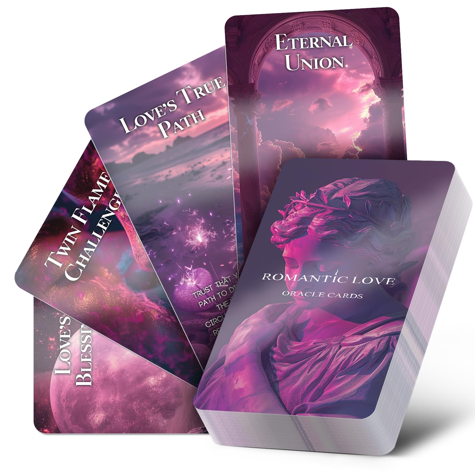 Powerful Romantic Love Oracle Cards Deck, Tarot Cards with Meanings, Soulmates and Twin Flames Oracle Tarot Cards for Beginner, Love Relationships