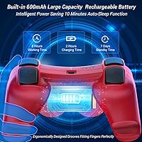 Vista 6 de OKHAHA 2 Pack Wireless Controller Compatible with PlayStation 3 (PS3), Bluetooth, Rechargeable with Motion Sensor (No Stripes, Blue + Red)