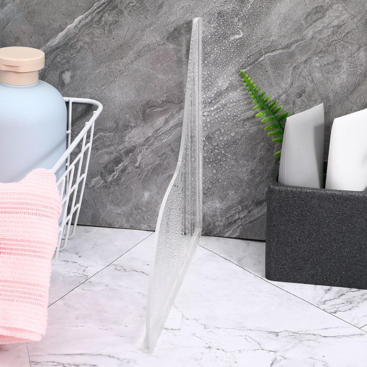 Shower Splash Guards with Sleek Design Acrylic 2pcs Waterproof Water Splash Prevention Barrier for Bathtubs and Sinks for Hotel Bathrooms and Home Use