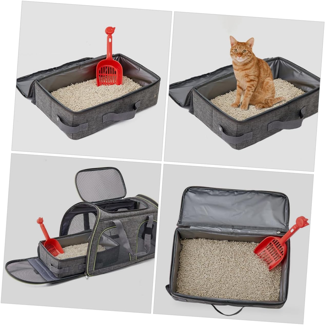 YARNOW Foldable Jumbo Cat Litter Box Portable Litter Box Scoop Cat Enclosures for Travel Home