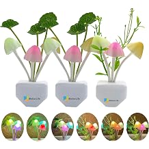 iBetterLife Sensor Night Light Color Changing 3 Pack Plug in Wall LED Mushroom Nightlight with Dusk to Dawn Sensor Auto On/Off Cottage Core Decor Lamp, Super Power Saving