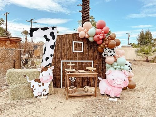 Miniatura 6 de Globos con estampado de vaca de 40 pulgadas, globo de número 7 blanco y negro con temática de vaquera para niños, 7 cumpleaños, granjero, granja,