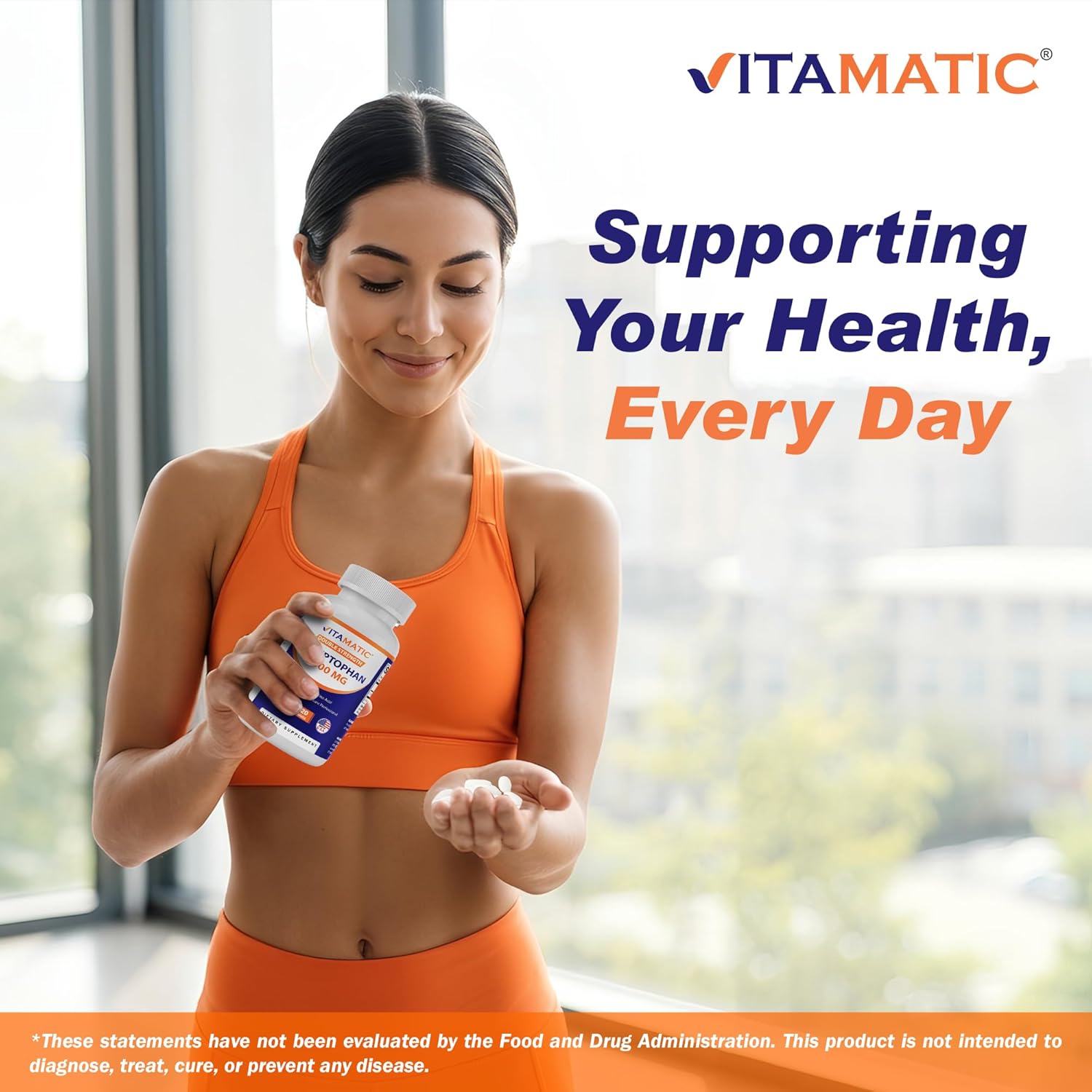 Vitamatic L-Tryptophan 1000mg 120 Tablets (120 Tablets (Pack of 1)) (2 Bottles)