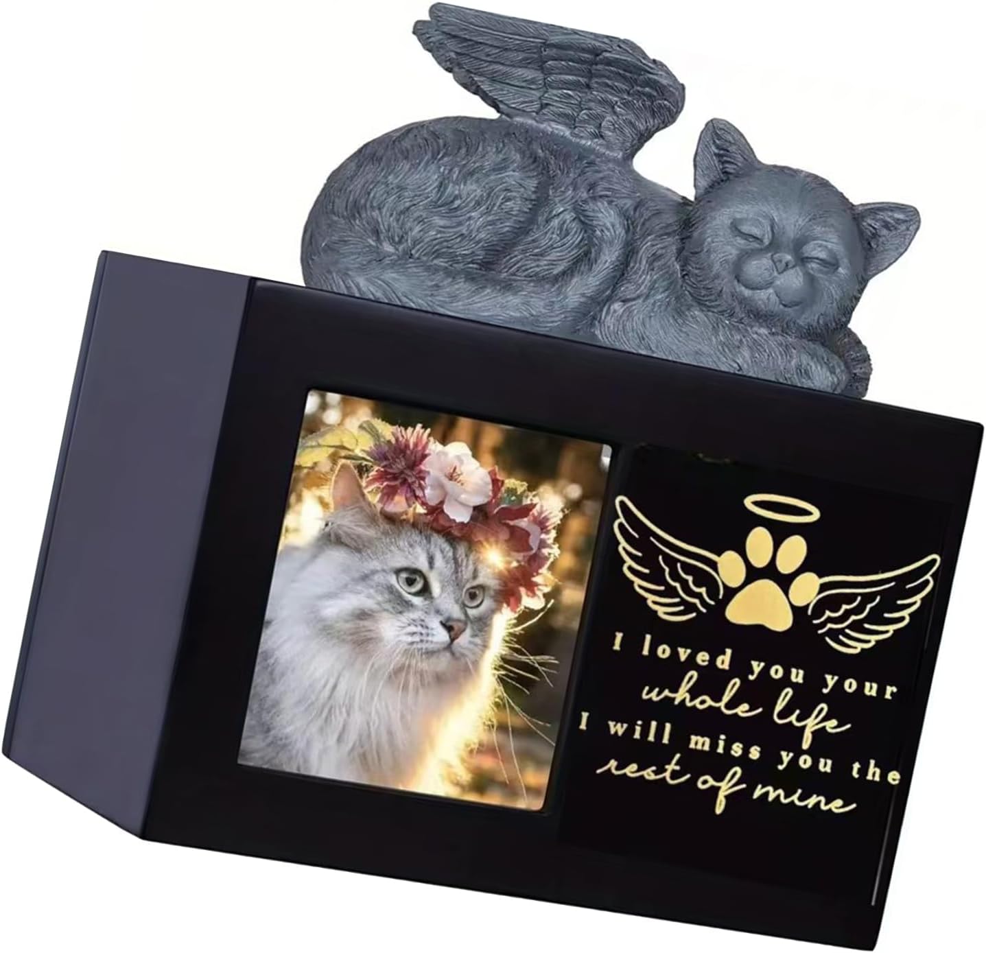 Sophisticated Pet Ashes Container with Photo Frame Memorials Resins Urns for Any Home Decoration Styles Bedroom Keepsakes Memory Box