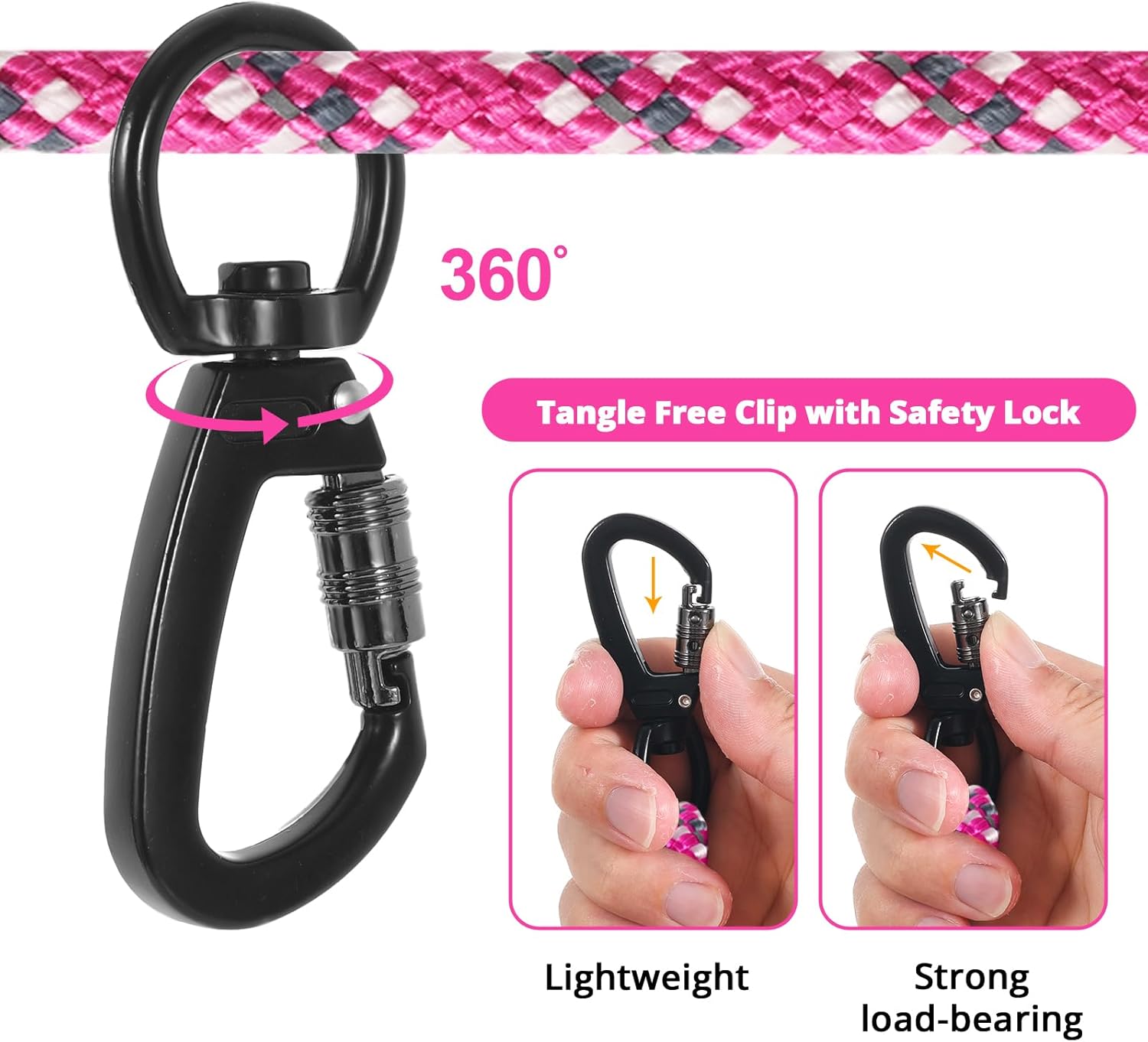 Portable Pink Dog Trolley System - 70ft Lead for Large/Small Dogs - Camping & Yard