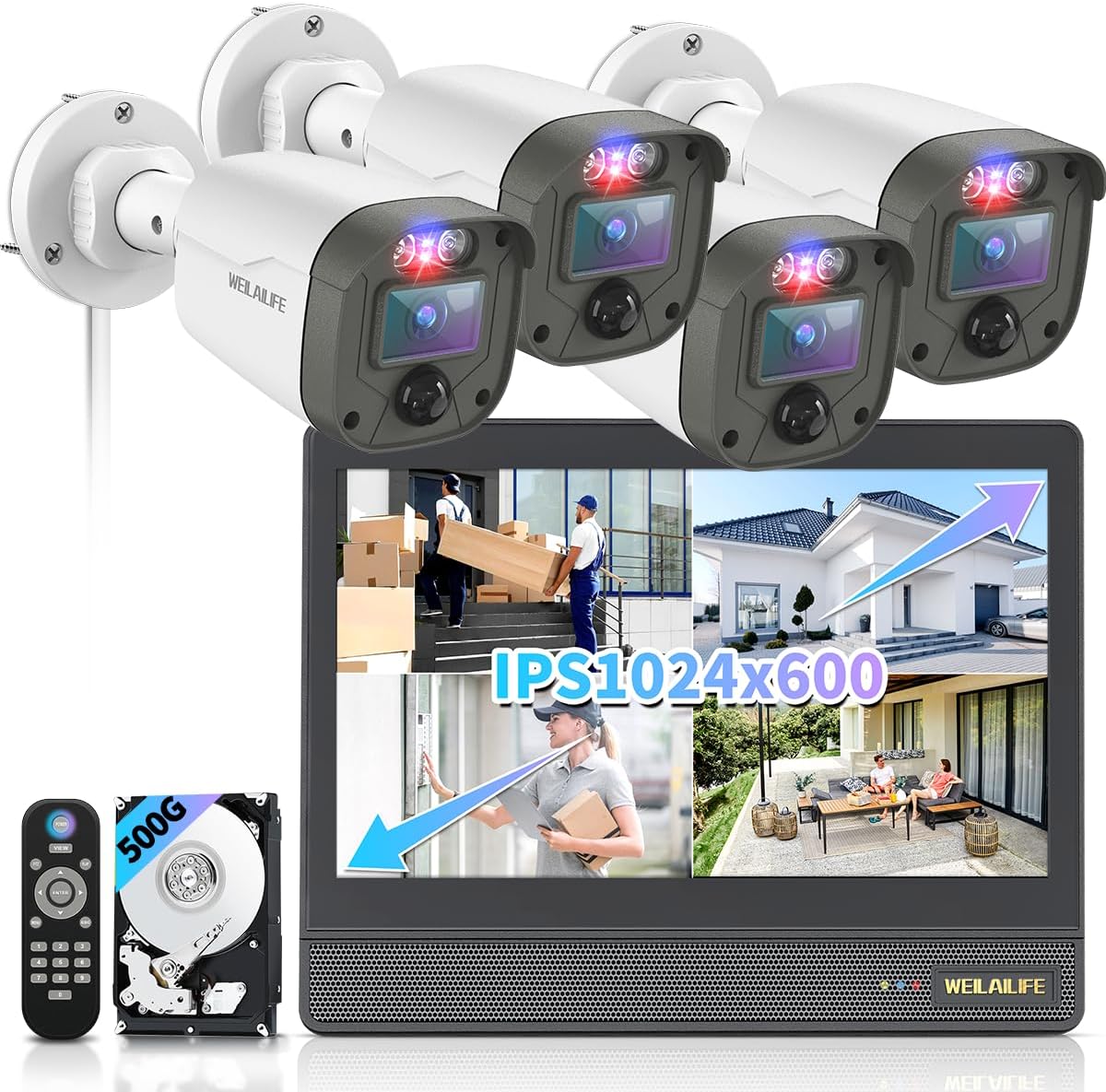 【All-in-One Security System】 Outdoor Wired Security Camera System with 10’’ Monitor, Home Video Surveillance Systems, Outside CCTV Cameras for Home Security 【All-in-One Security System】 Outdoor Wired Security Camera System with 10’’ Monitor, Home Video Surveillance Systems, Outside CCTV Cameras for Home Security