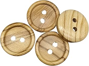 BOTIBOTON Olive Wood Buttons 2 Holes Various Sizes (10, 12, 15, 18, 20 and 25mm) - Made and Dispatched from SPAIN - 15mm