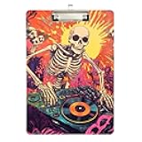 Custom Beach Party Skeleton Dj Clip Board – Acrylic Personalized Clipboard for Teachers, Students, Home Office School Supplies – 12.5 x 9 inch