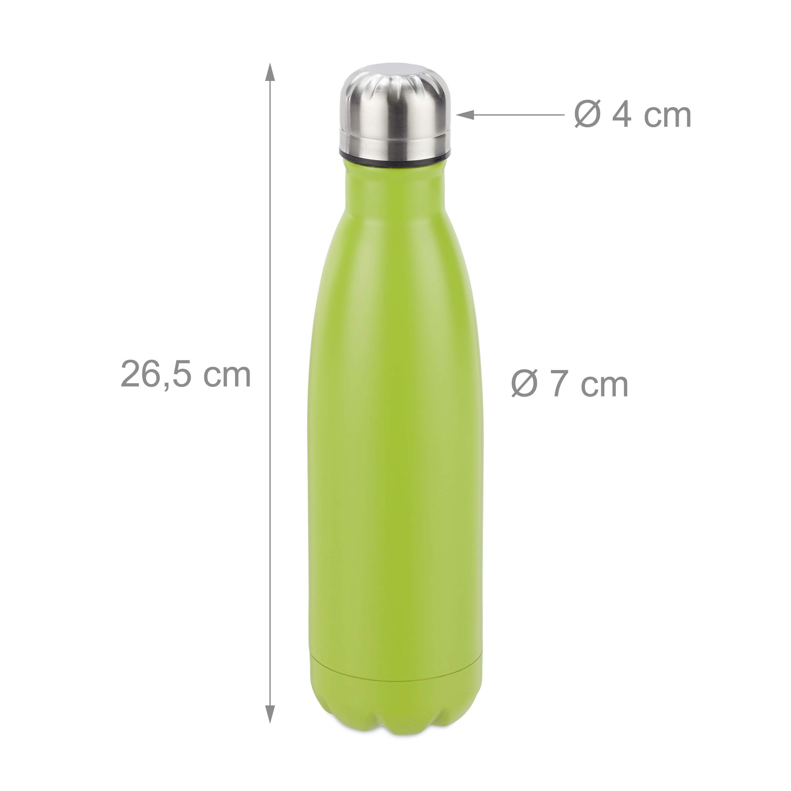 9x Bottiglia Termica in Acciaio Inox, Chiusura Ermetica, per Bevande Calde e Fredde, Borraccia Isolante 500 ml, verde