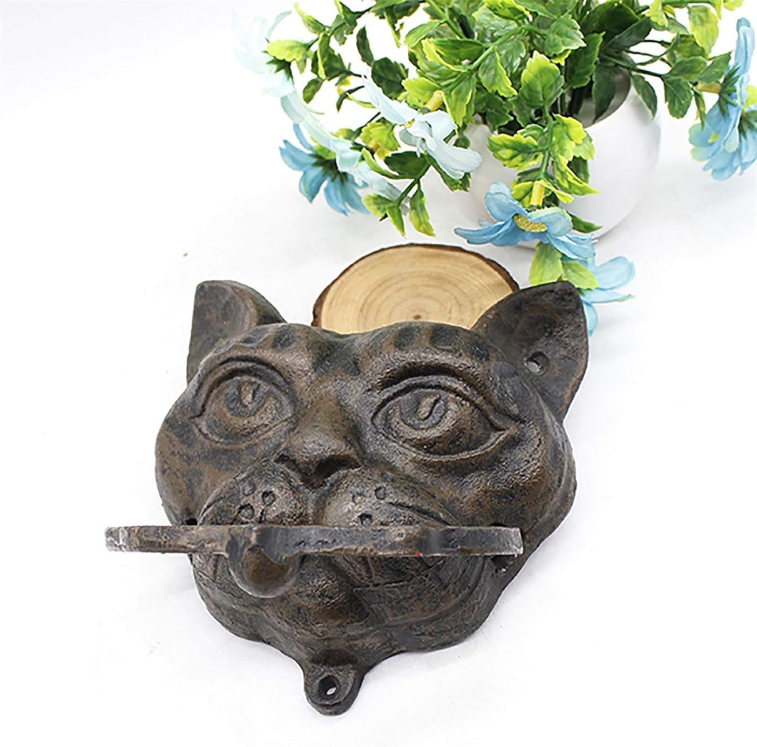 ヴィンテージフロントドアヘッドドアノッカー、小さな鋳鉄ヨーロピアンスタイルノベルティドアノッカーリング、コンドミニアム/ポーチ/庭/