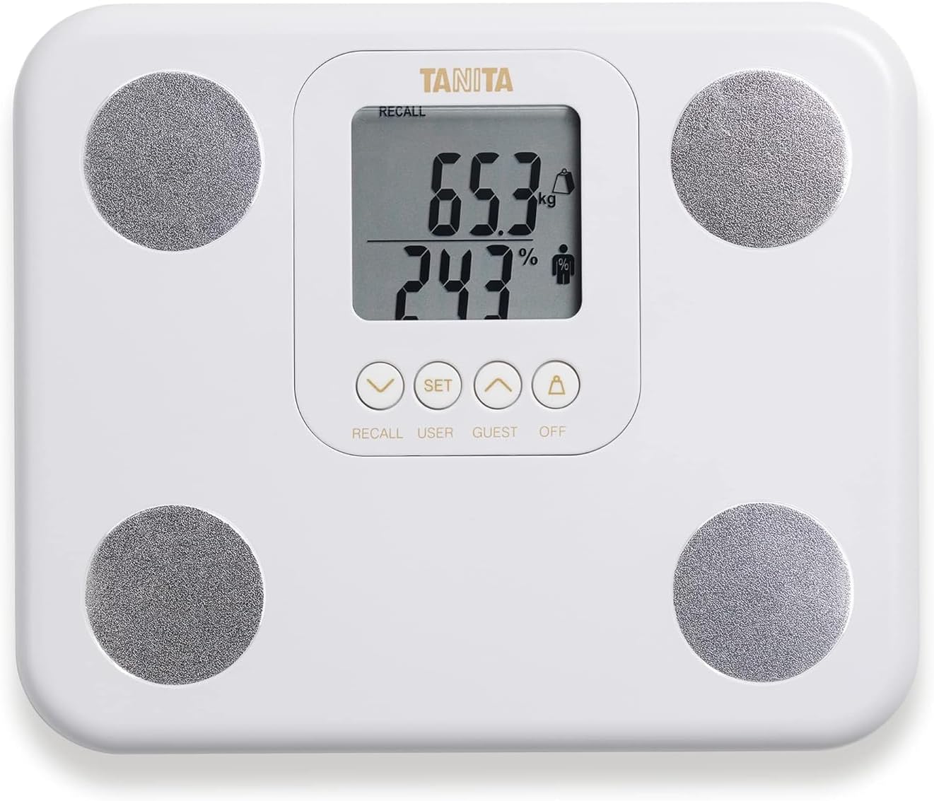 TANITA BC-730 Lightweight Compact Body Composition Monitor Internal Scanning Easy Read Display 9 Measurements White
