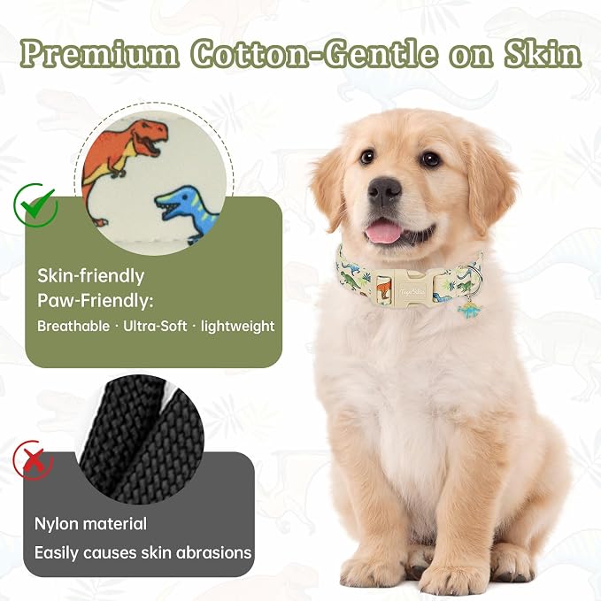 Collar para perro pequeño talla S con estampado dinosaurio miniatura 3