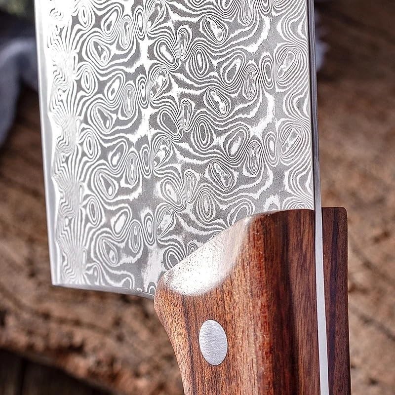 Meat Cleaver,Cleaver Knife 5 Inch Chinese Chef Knife Damascus Steel Blade Sharp Cleaver Slicing Handmade Forged Kitchen Knives For Cutting Vegetables Meat, LAMAJIGA5844