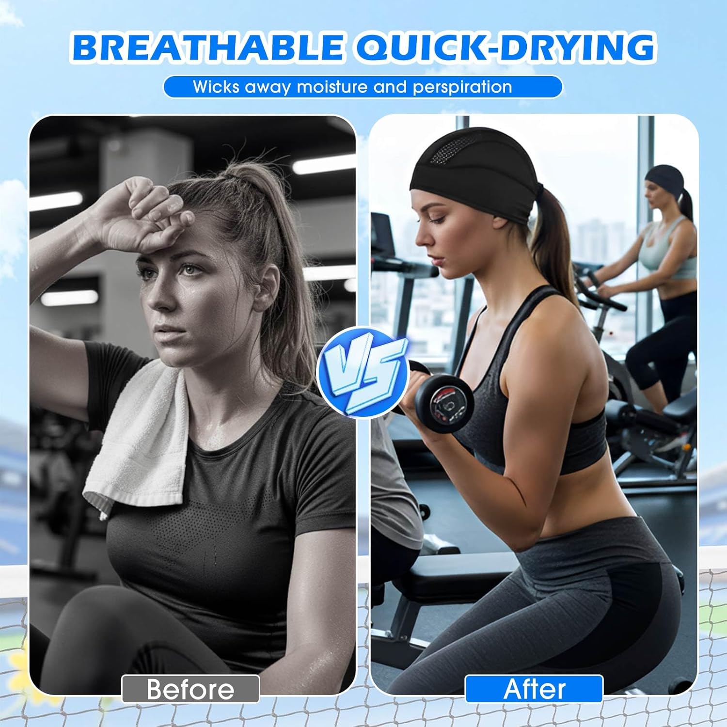 Chicingyou 9 Pack Unisex Breathable Mesh Skull Cap, Lightweight Quick Dry Helmet Liner Beanie for Running, Cycling