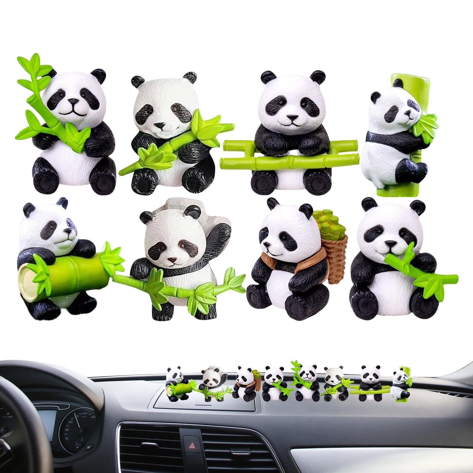 Muiltvoe Car Dashboard Decorations Panda – 2.8x6cm PP, Automotive Ornament Pack, Tabletop Sculpture Assortment | Ideal For Road Trip Ambience, Sedan Cockpit Layout, Decor Themes, Apartment Entry
