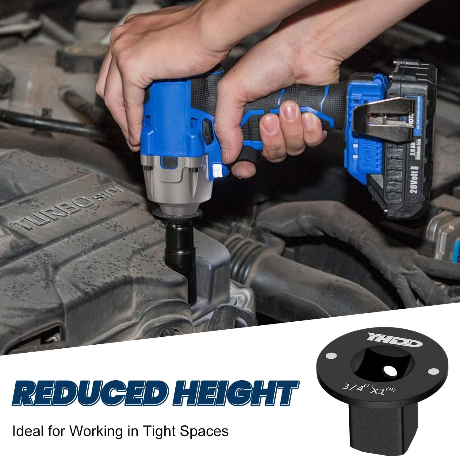 Low Profile Impact Socket Adapter Set, Drive Ratchet Adapter Set 1" to 3/4", 3/4" to 1/2", 1/2" to 3/8", 3/8" to 1/4" Magnetic Design, Works with Sockets/Wrenches/Cordless Drills 4PCS