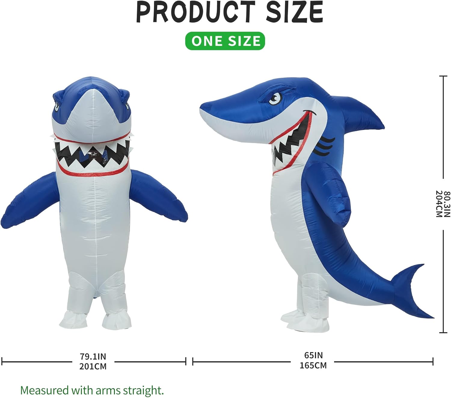 One Casa Inflatable Costume Full Body Shark Air Blow up Funny Party Halloween Costume for Adult X-Large Size - Image 4