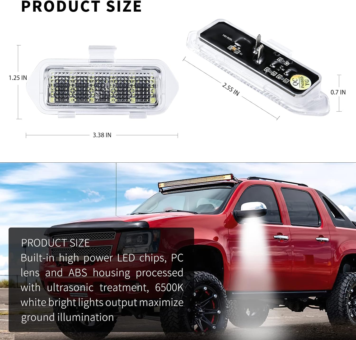LED Puddle Mirror Lights for Chevy Silverado 1500 Classic Avalanche 1500 2500 GMC Sierra 1500 Classic Cadillac Escalade/Escalade ESV EXT Yukon XL 1500 2500, 6000K White
