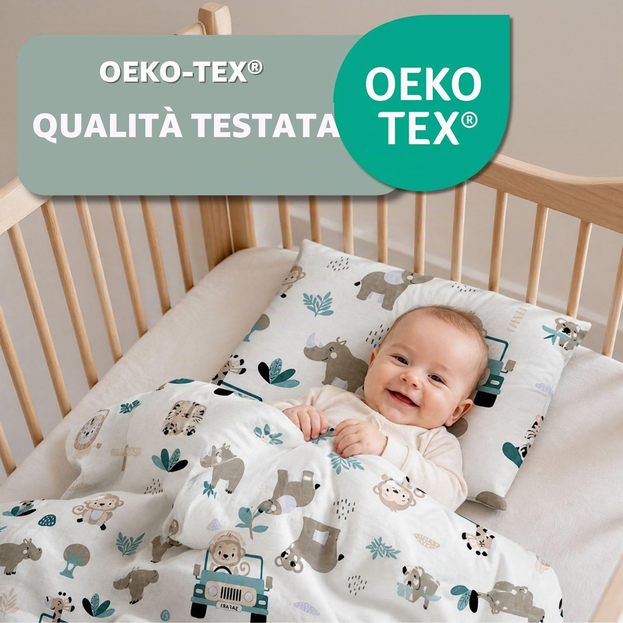 Totsy Baby Copripiumino lettino neonato 90x120 cm - Cotone parure di copripiumini bambino e bambina per culla Set lenzuolo per piumino 90 x 120 cm con federe 60 x 40 cm Oeko-Tex
