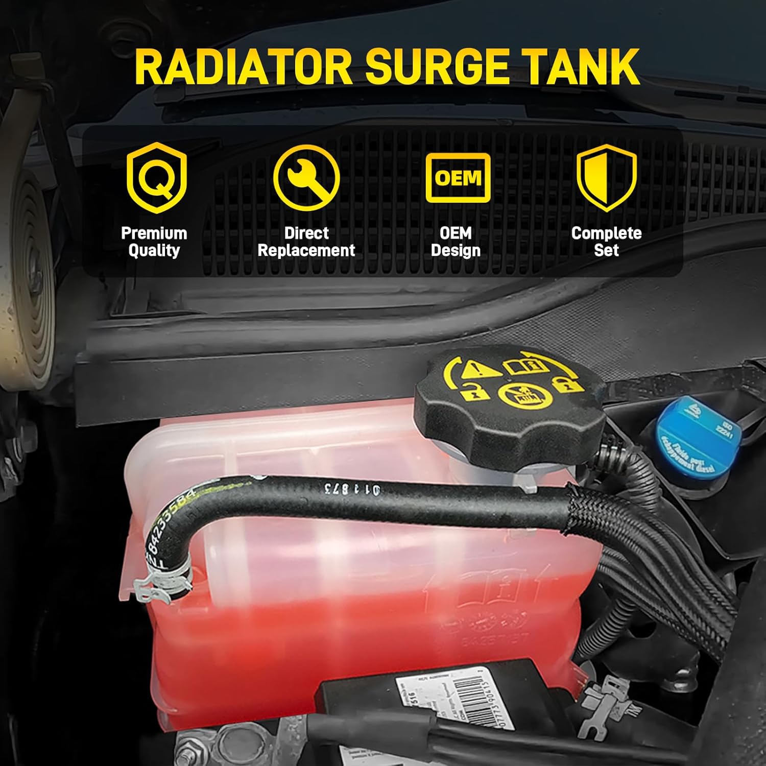 84257137 Radiator Surge Tank Coolant Reservoir Compatible with 2017-2019 Chevy Silverado GMC Sierra 2500HD 3500HD, 2019-2021 Chevy Silverado 4500HD 5500HD 6500HD OE# 84214124 84174037 84138913 603-009