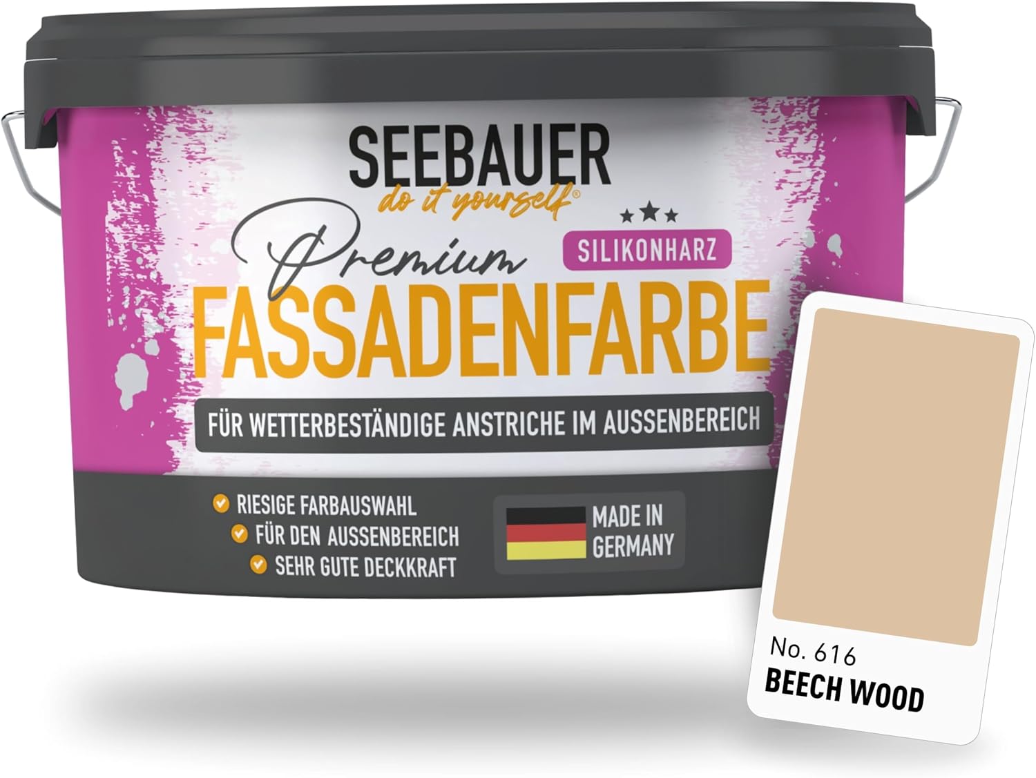 Silikonharz-Fassadenfarbe Braun 10L f r Au en No. 616 Beech Wood Selbstreinigende Fassadenfarbe mit Lotuseffekt - Geeignet f r Putz Mauerwerk und Beton