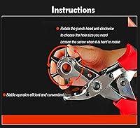 Vista 4 de Alicates perforadores de cinturón, herramienta perforadora de cuero para cinturones, correas de bolso y más precisión de varios tamaños
