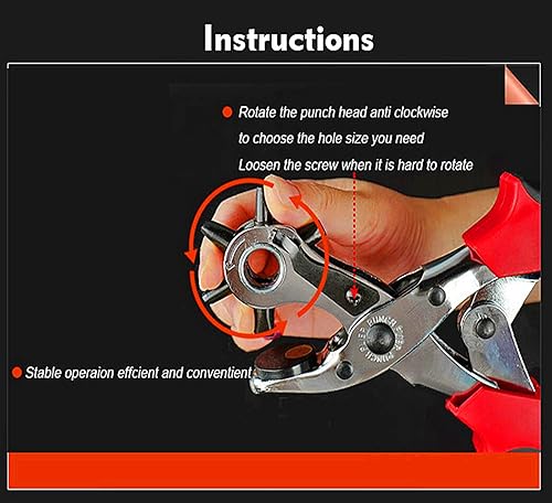 Miniatura 4 de Alicates perforadores de cinturón, herramienta perforadora de cuero para cinturones, correas de bolso y más precisión de varios tamaños de
