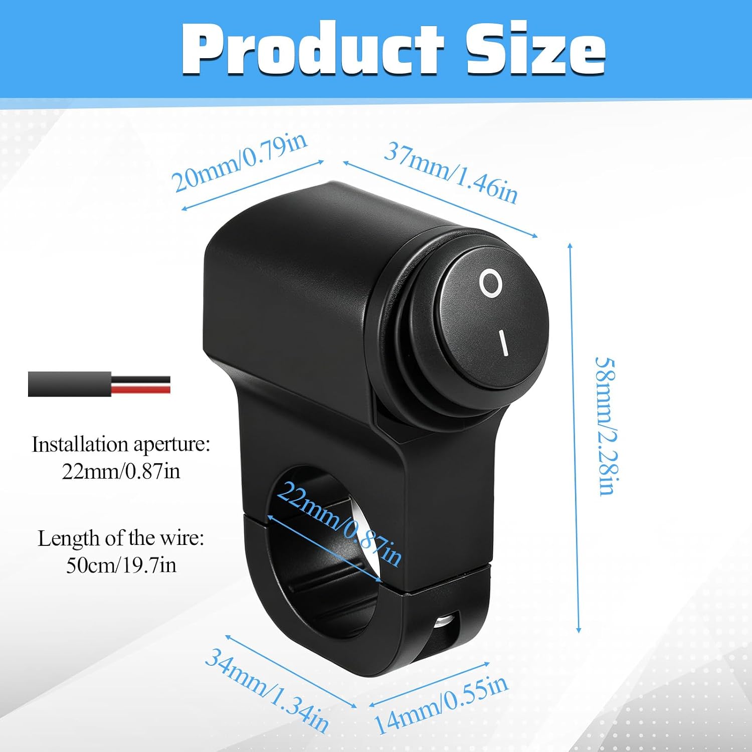 Motorcycle Handlebar Switch 12v, Waterproof Toggle Switch Aluminum Alloy ATV Light Switches for Motorcycle Bike ATV UTV Scooters Fits 7/8"(22mm) Handlebars 1 Piece