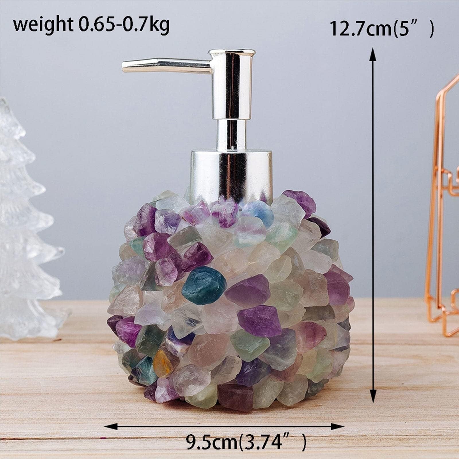 Dispensador De Jabón De Cristal Natural – Cuarzo Rosa/Fluorita