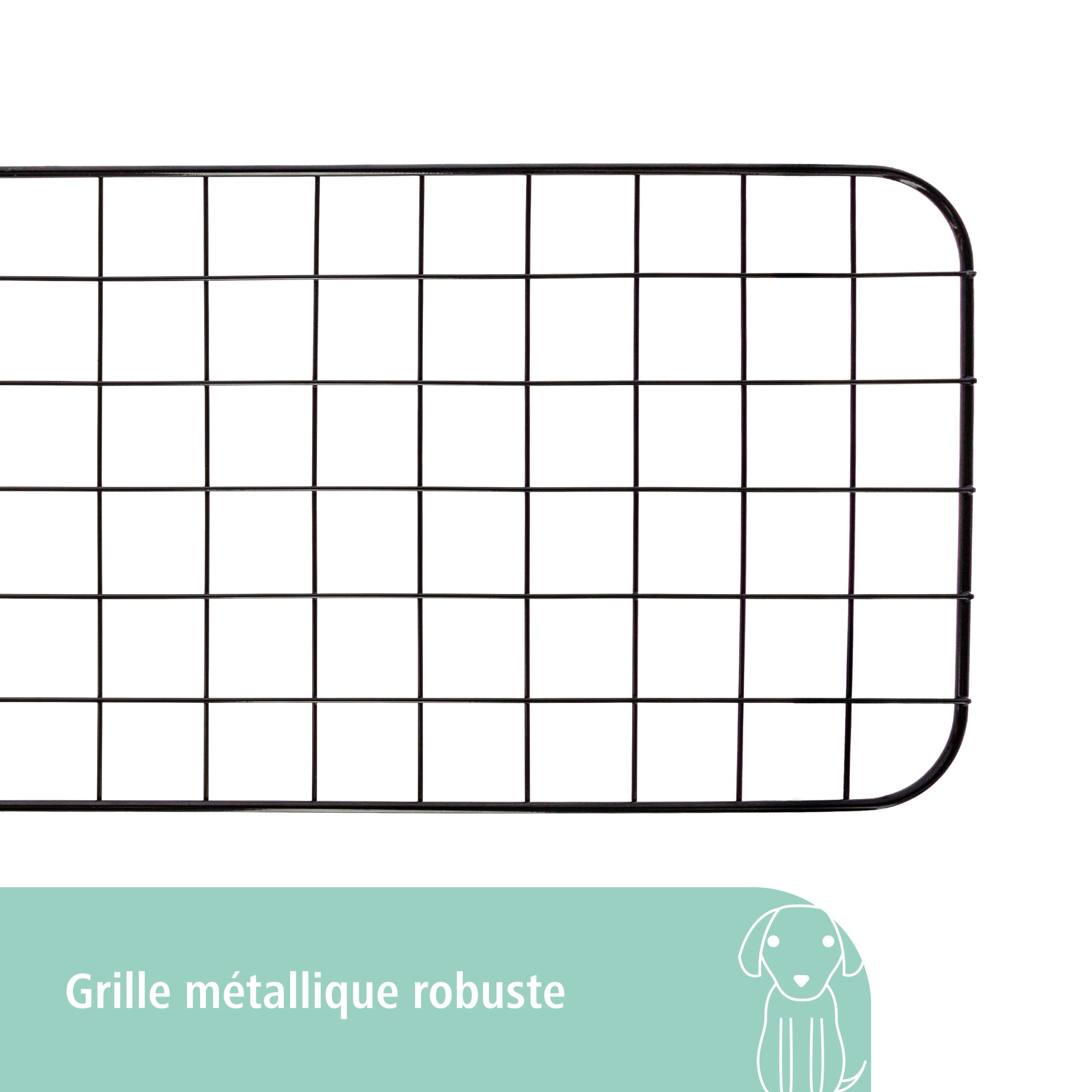 Kerbl Pet barrière de sécurité pour Voiture, Protection de Transport, cloison, Noire, 30 cm, 96-145 cm, métal, Chiens, barrière de Protection pour Coffre, Largeur réglable