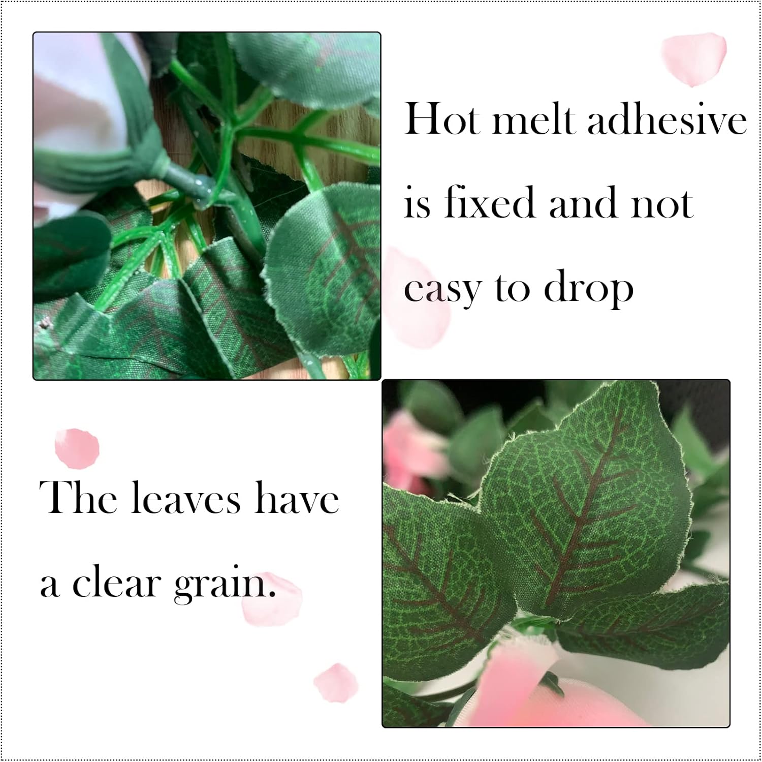 2 Pack Artificial Rose Vine Garland Fake Roses Flowers Plants Vines Hanging Floral Leaves Decoration for Wedding Party Table Garden Arch Wall Home Room Decor(Pink) - Image 5