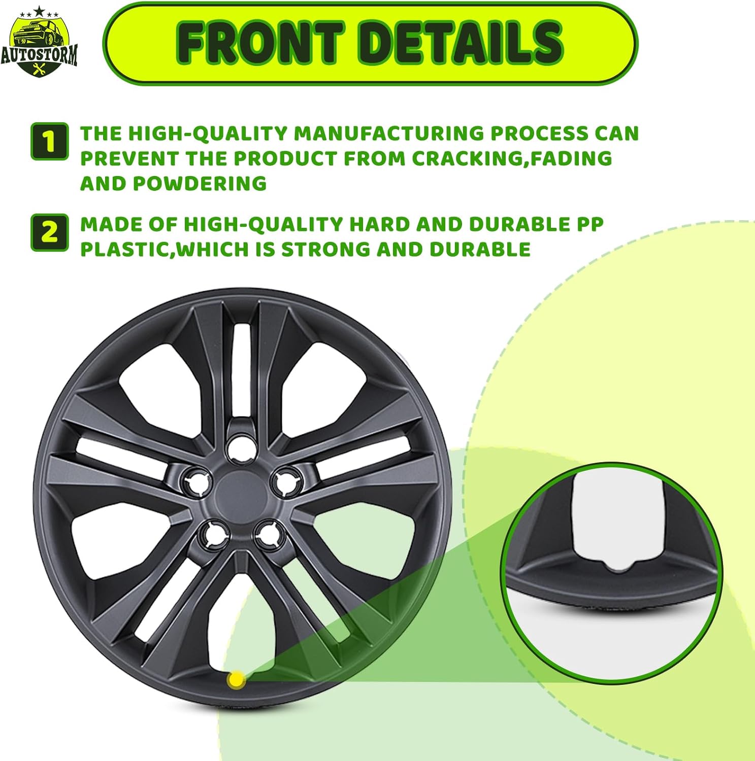 AUTOWIKI 17" Hubcaps for 2013-2025 Ford Escape, PP Material Bolt-on Installation, OE Replacement Hub Caps, 17 Inch Wheel Rim Covers for LJ6Z1130A1, Matte Black, 4 Pieces