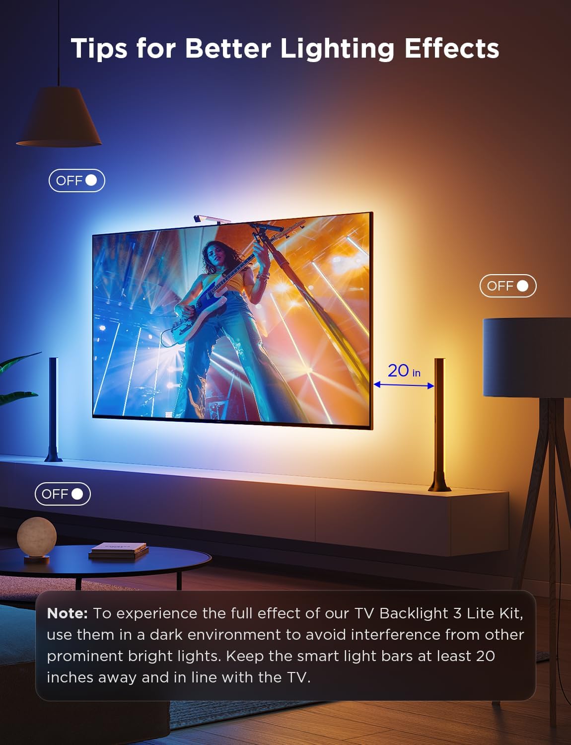 Govee TV Backlight 3 Lite Kit, 11.8ft RGBICW Wi-Fi TV LED Strip Light with Camera and 15 Inches Smart Light Bars with Double Light Beads, LED Lights for 55-65in TVs - Works with Alexa & Google Home 8 71SWyeIlulL. AC SL1500