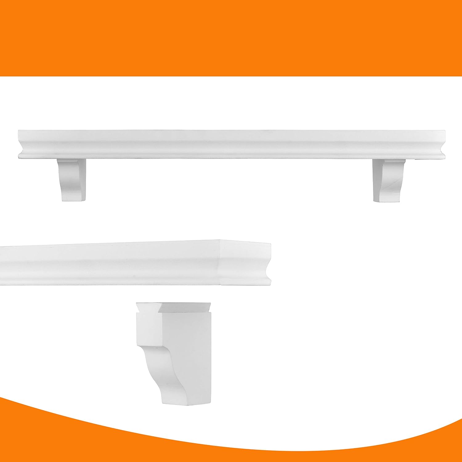 Danya B. Decorative 24" Floating Wall Décor Display Ledge Shelves – (Set of 2) (White)