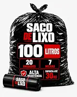 Saco de Lixo 100 L — Pacote com 20 Unidades, 7 Micras, Suporta até 30 kg — Alta Resistência e Praticidade para Cozinha, Casa e Escritório.