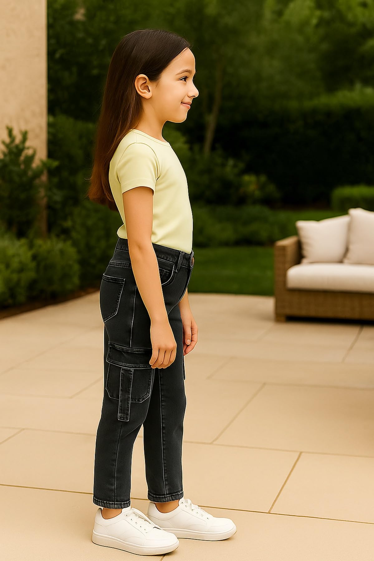 Arshia Fashions Girls Denim Regular Fit Cargo Style Jeans 2