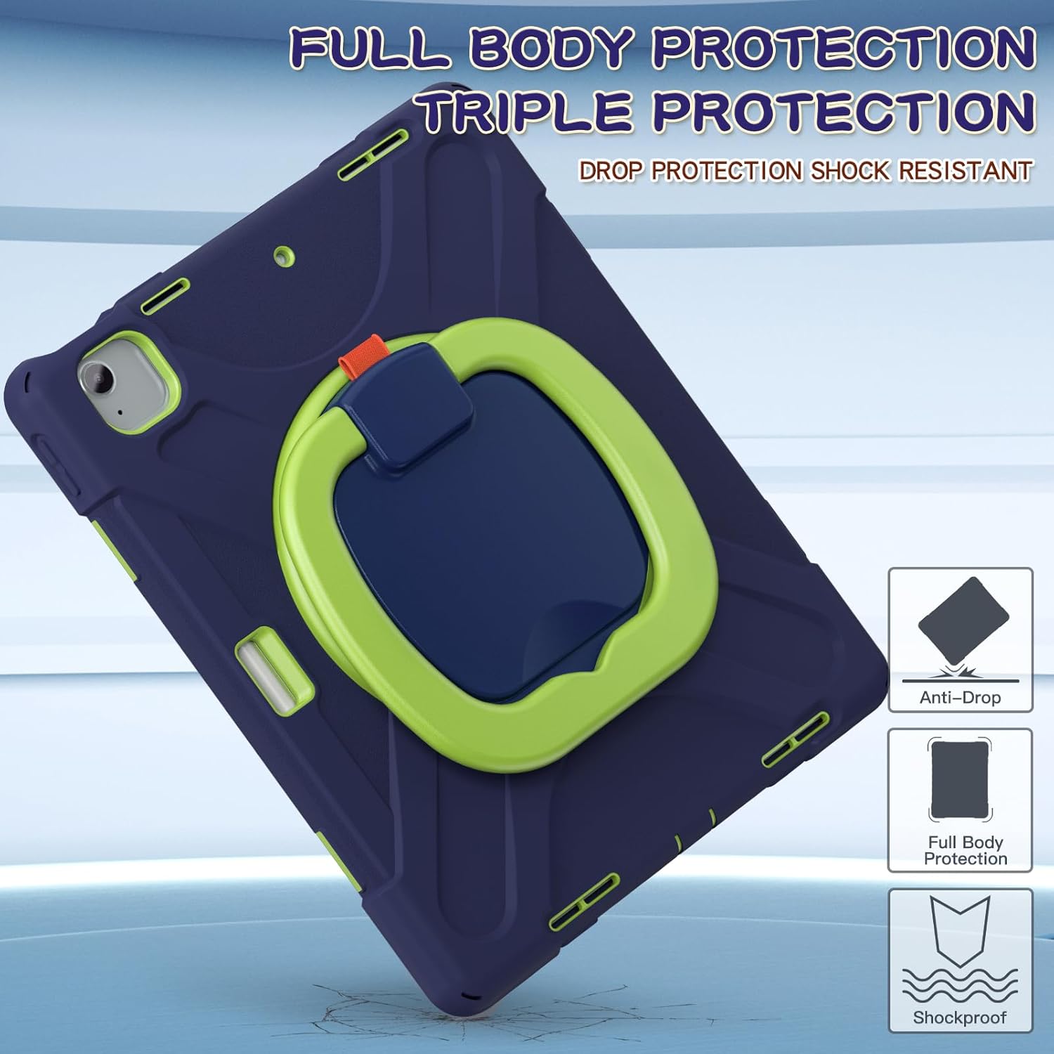 SCSVPN Case for iPad Air 13 inch M4 2026/ M3 2025/M2 2024 & iPad Pro 12.9'' 6th/5th/4th/3rd Generation 2022 2021 2020 2018, Protective Cover with Pencil Holder-Stand-Handle-Shoulder Strap, Navy Green