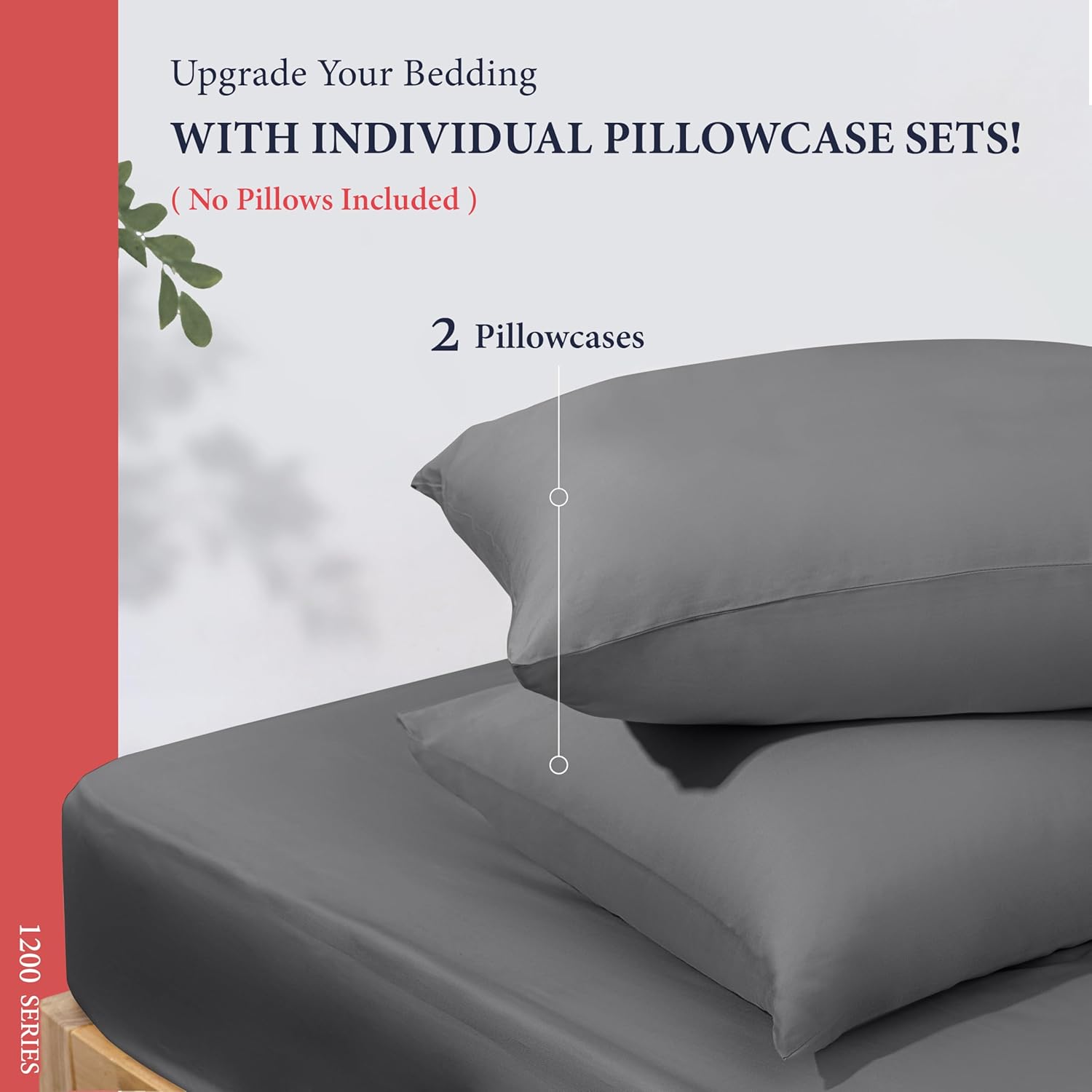 Ashton Sheets 100% Egyptian Cotton Pillow Cases King Size Set of 2 - Luxury 1200 Thread Count Sateen Weave Dark Grey Pillow Covers, Silky Soft 5 Star Hotel-Quality Pillowcases, Fits King Size Pillows