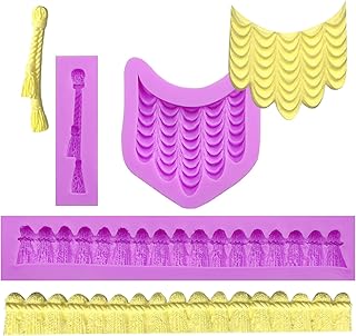 3pcs Macrame Tassel Cake Decoration Silicone Border Molds, Curtain Chocolate Fondant Chocolate Baking Molds for Candy Sugar Craft Flower Paste Cookies Marzipan Butter Gum Clay Resin Gypsum