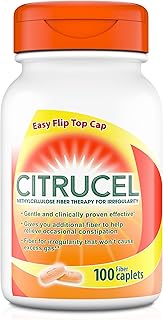 Citrucel Methylcellulose Fiber Caplets for Occasional Constipation Relief, Orange Flavor - 1 Count