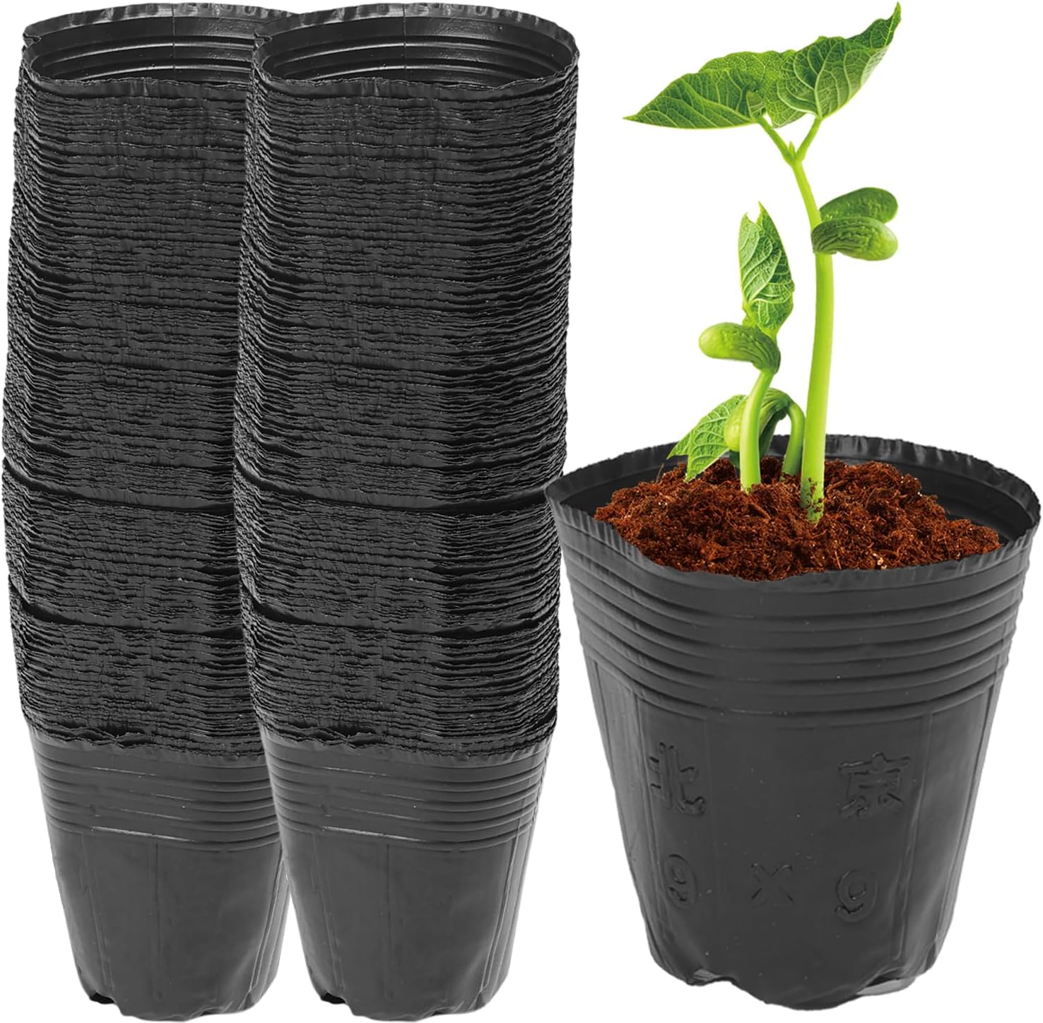 50PCS Plastic Plant Nursery Pot Gardening Growing Nutrition Cup with Drainage Holes, Plant Seedling Pot, 8 * 8 * 8CM (X-Large)