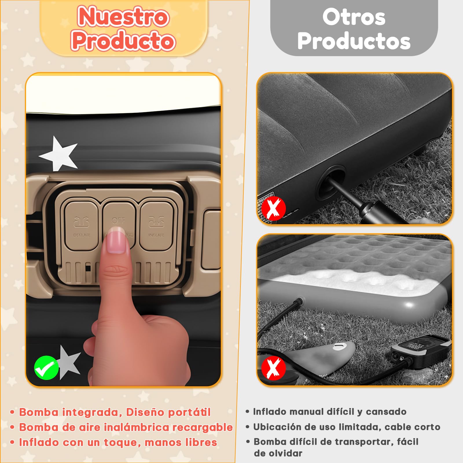 IEEILULU Colchón Hinchable con Bomba Eléctrica, Cama Inflable de Viaje para Niños Rápido Inflado y Desinflado, Portátil Cama de Aire con Almohada para el Hogar, Viajes y Camping (Negro)