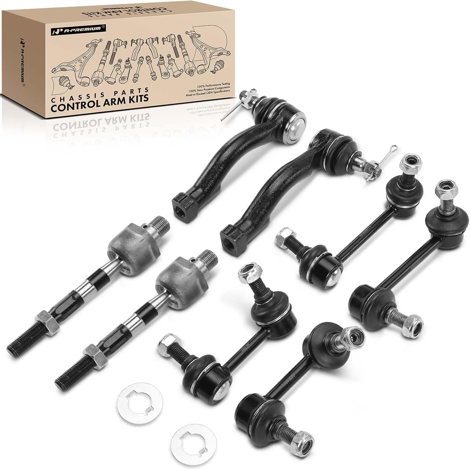 A-Premium Set of 8, Front & Rear Sway Bar Link, Front Inner & Outer Tie Rod End, Compatible with Kia Sorento 2004 2005 2006